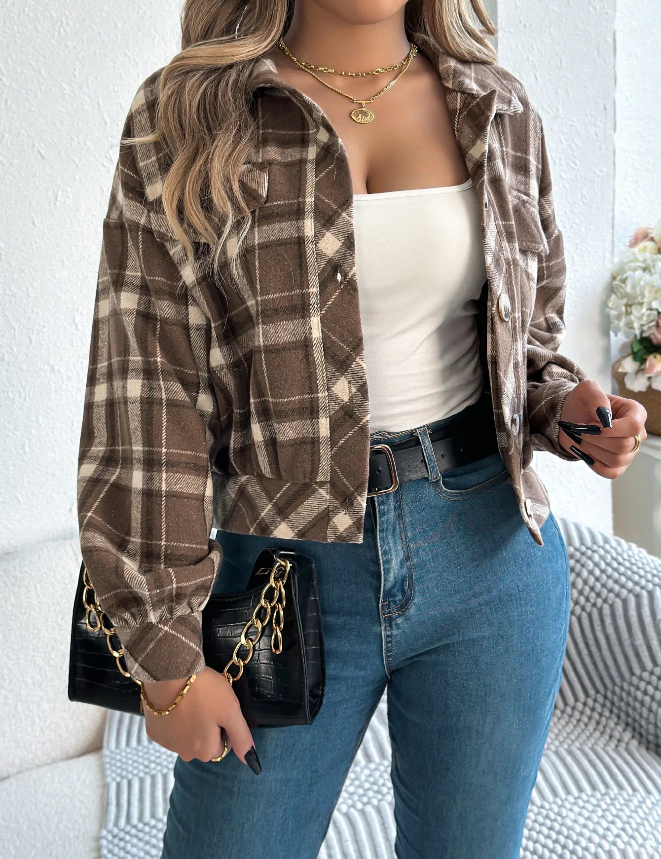 Lunara | Women’s Cropped Plaid Jacket