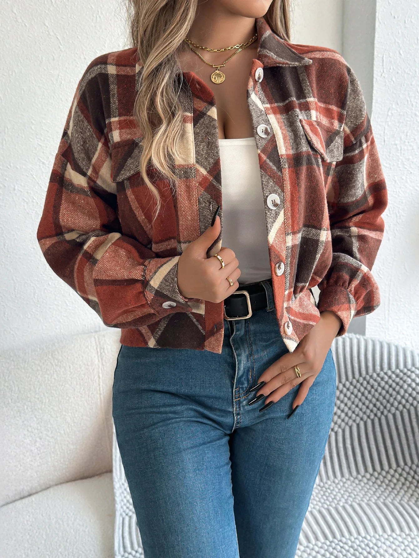 Lunara | Women’s Cropped Plaid Jacket