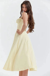 Linsay | Women’s Corset Bodice Midi Dress with Tie Back