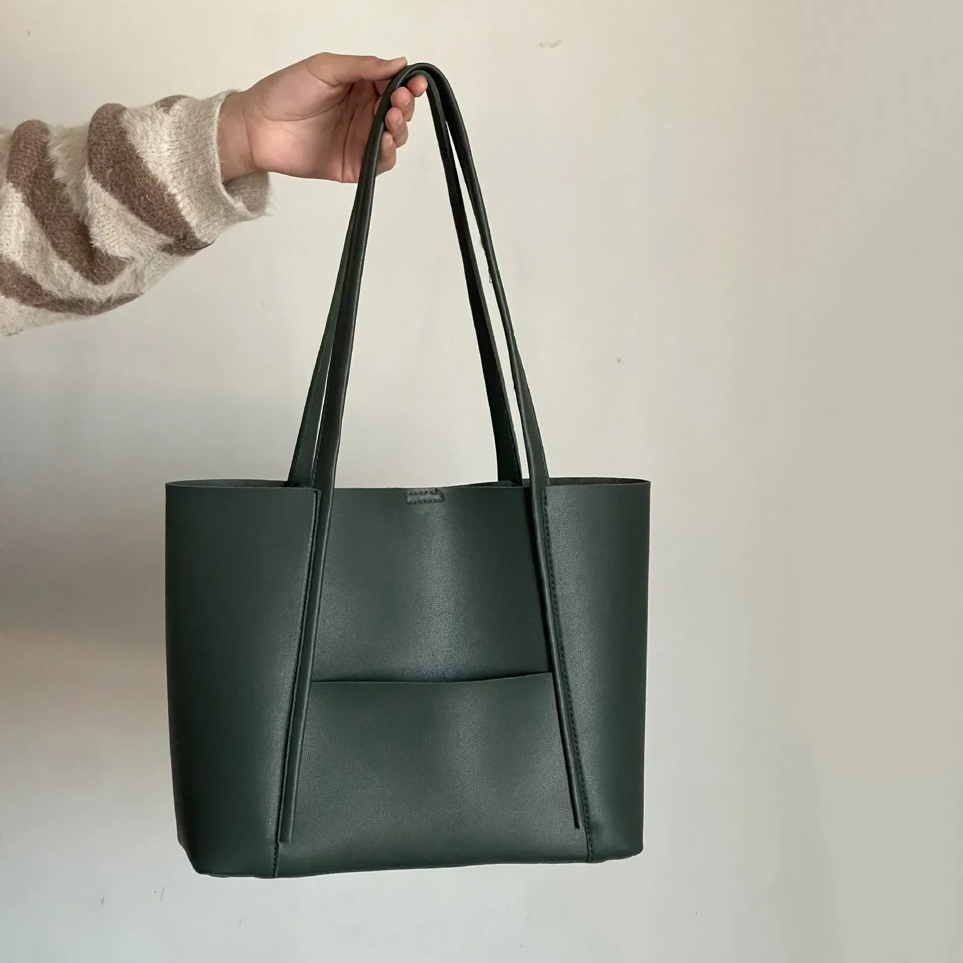 Santé du Bischoff | Women's Leather Top Handle Tote Bag - Simple Chic Large Capacity