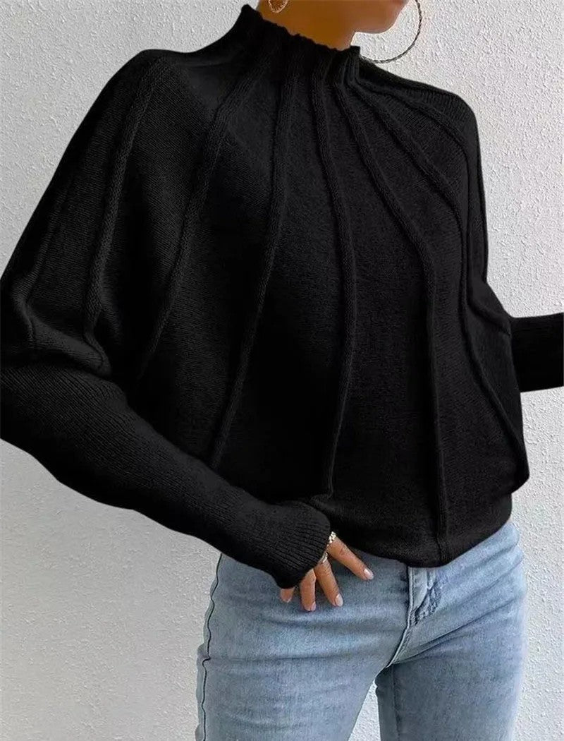 Averia | Women’s Batwing Knit Mock Neck Sweater