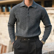 Velaro | Men’s Textured Knit Polo Sweater
