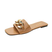 Aureliax | Chain Link Square Toe Flats