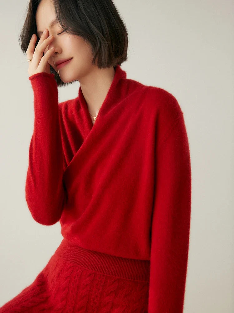 Elvoro | Cashmere Crossover Collar Sweater