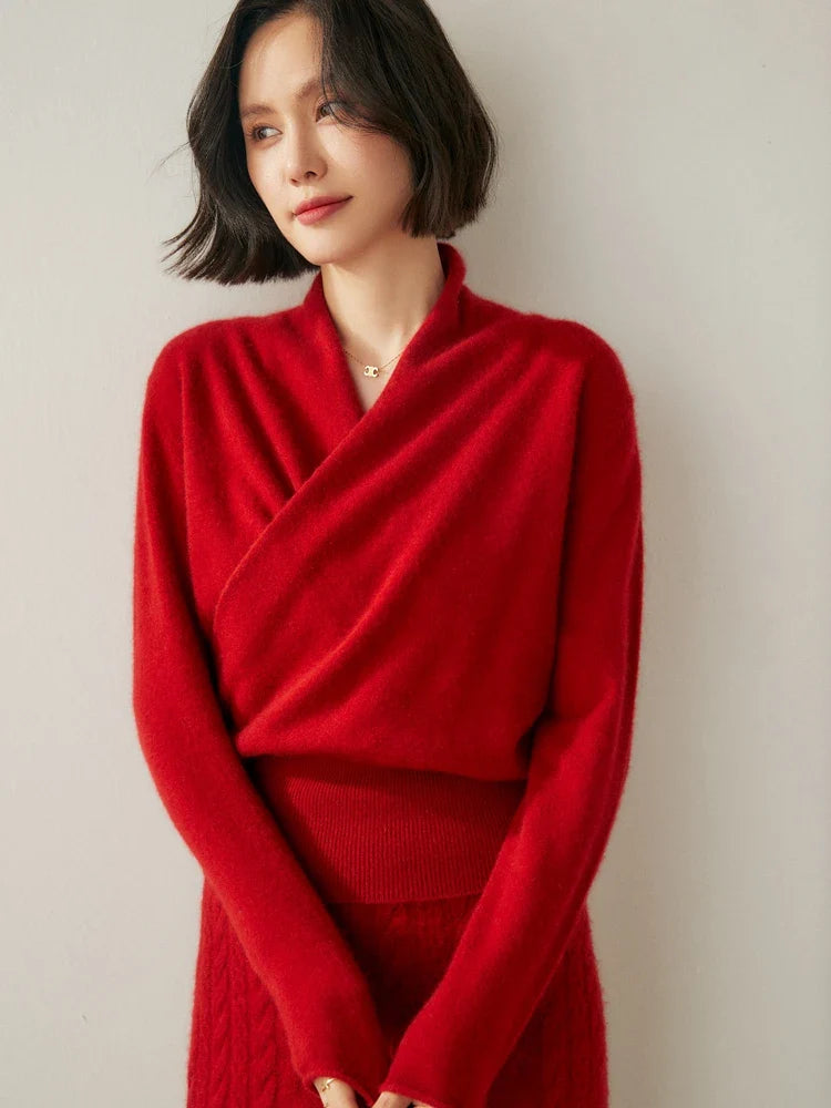 Elvoro | Cashmere Crossover Collar Sweater