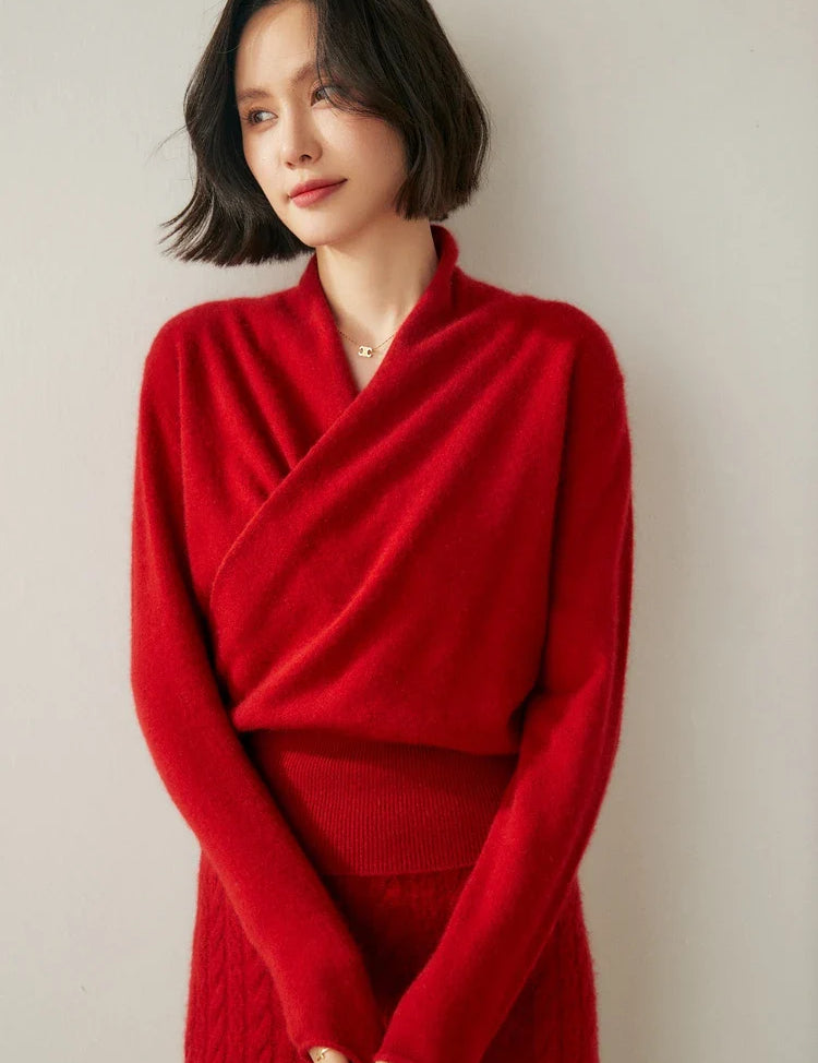 Elvoro | Cashmere Crossover Collar Sweater