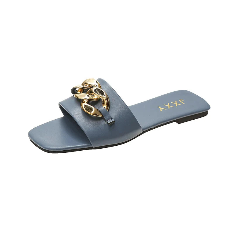 Aureliax | Chain Link Square Toe Flats