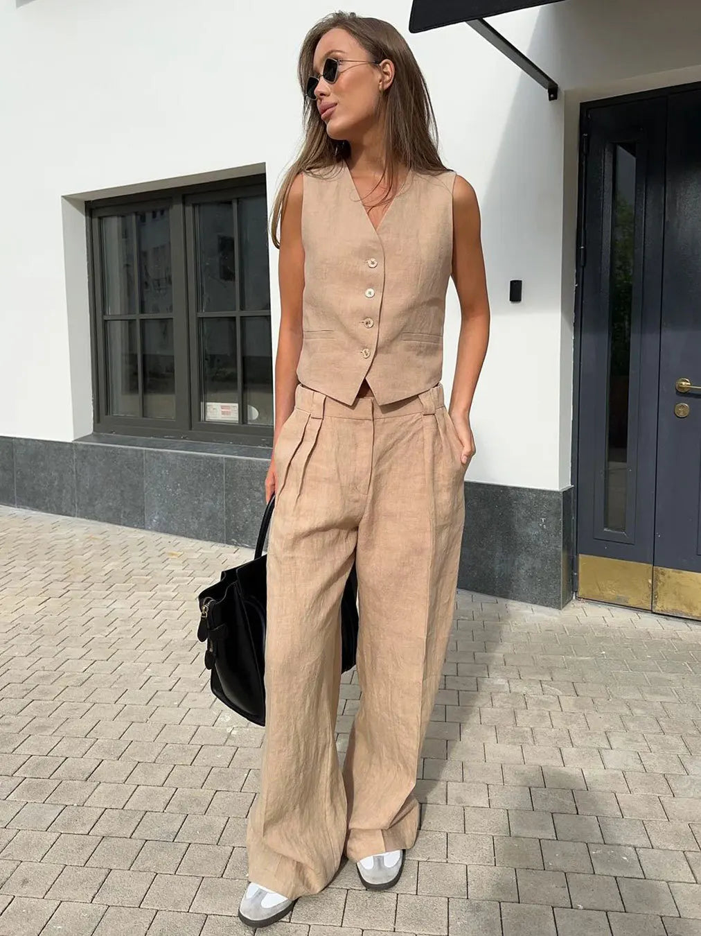 Valera - Women’s Linen Vest & Wide Leg Set