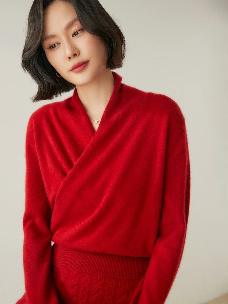 Elvoro | Cashmere Crossover Collar Sweater