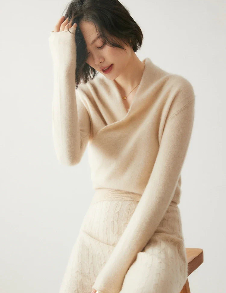 Elvoro | Cashmere Crossover Collar Sweater