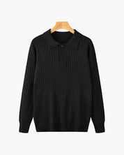 Torvello | Men’s Long Sleeve Ribbed Cotton Polo Shirt