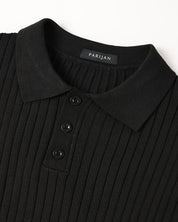 Torvello | Men’s Long Sleeve Ribbed Cotton Polo Shirt