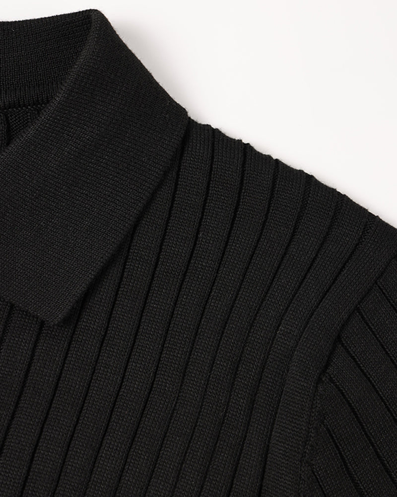 Torvello | Men’s Long Sleeve Ribbed Cotton Polo Shirt