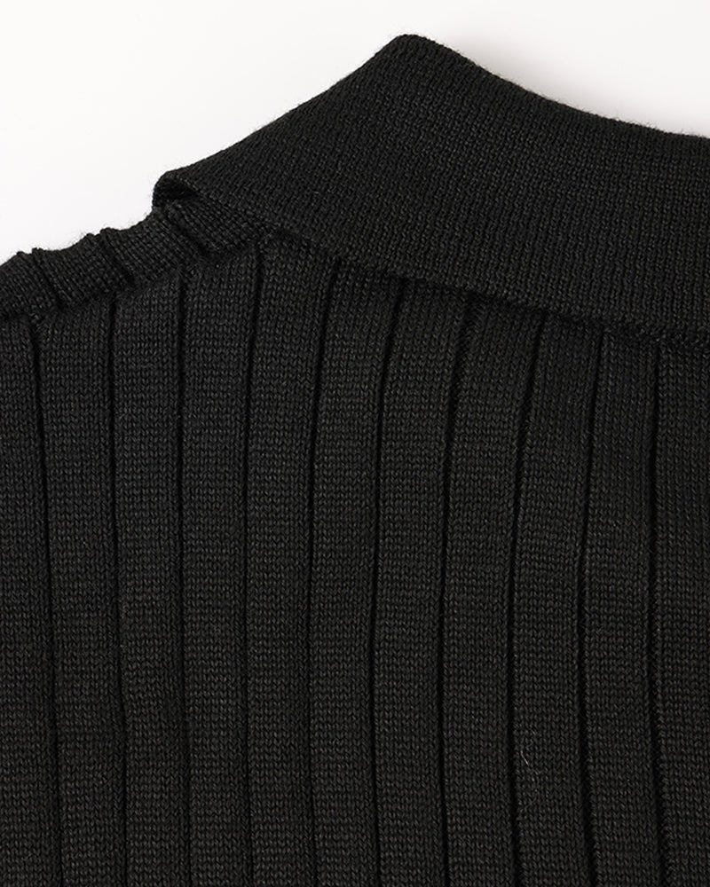 Torvello | Men’s Long Sleeve Ribbed Cotton Polo Shirt