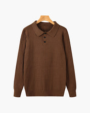 Torvello | Men’s Long Sleeve Ribbed Cotton Polo Shirt