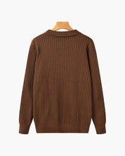 Torvello | Men’s Long Sleeve Ribbed Cotton Polo Shirt