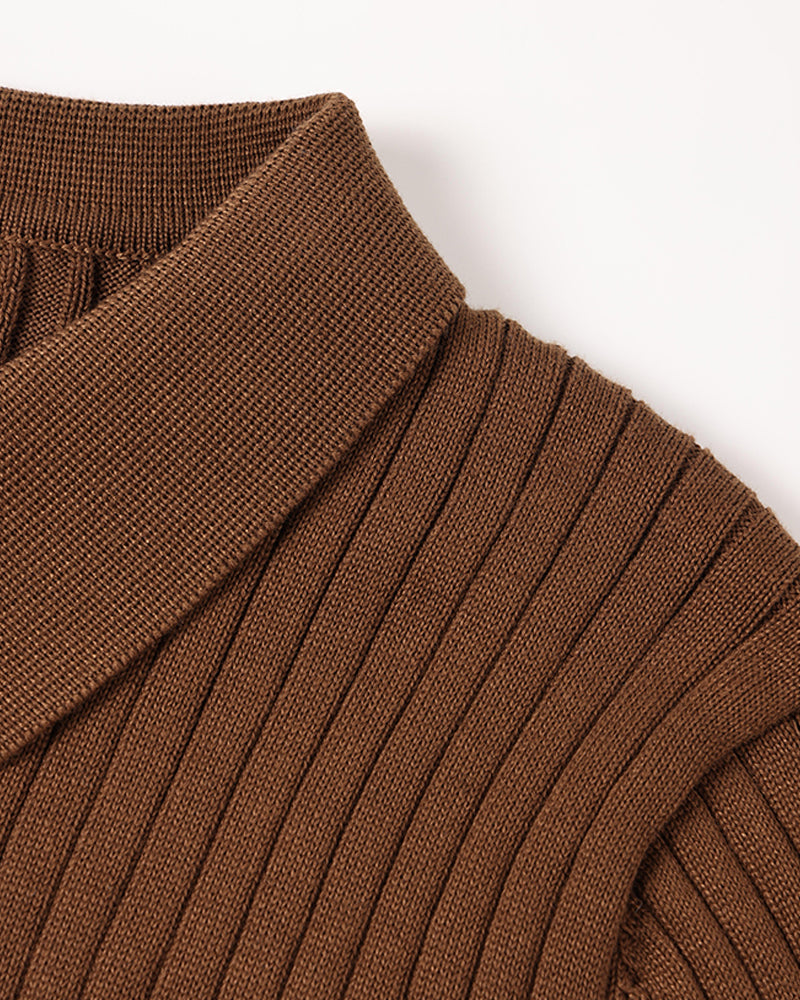 Torvello | Men’s Long Sleeve Ribbed Cotton Polo Shirt