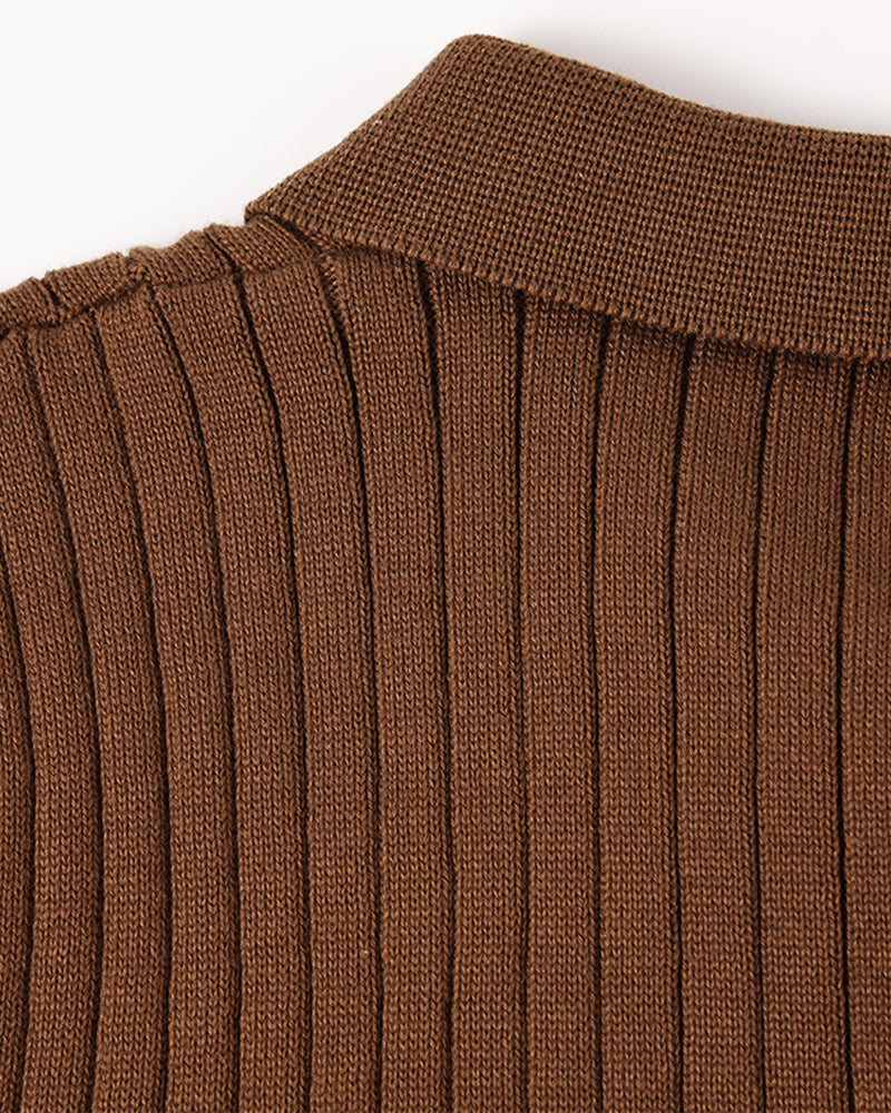 Torvello | Men’s Long Sleeve Ribbed Cotton Polo Shirt