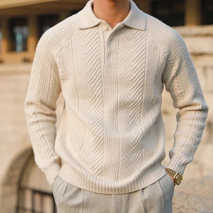 Velaro | Men’s Textured Knit Polo Sweater