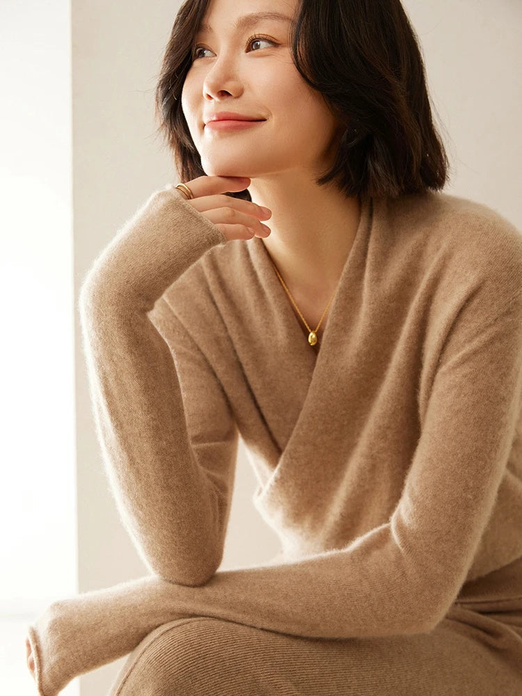 Elvoro | Cashmere Crossover Collar Sweater