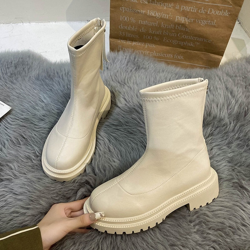 Luxy Banks | Women's Ankle Boots - Chunky Sole with Slip-On Design