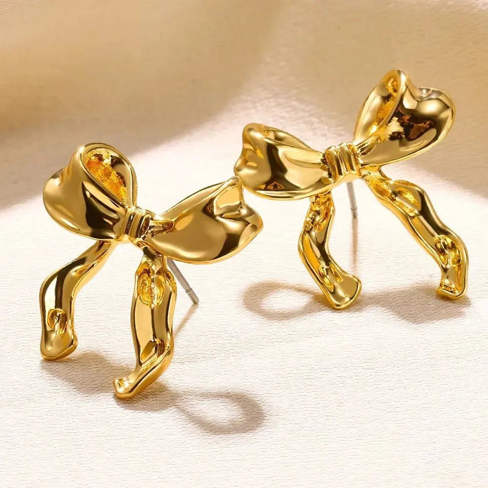 Alice | Gold Stainless Steel Bow Earrings