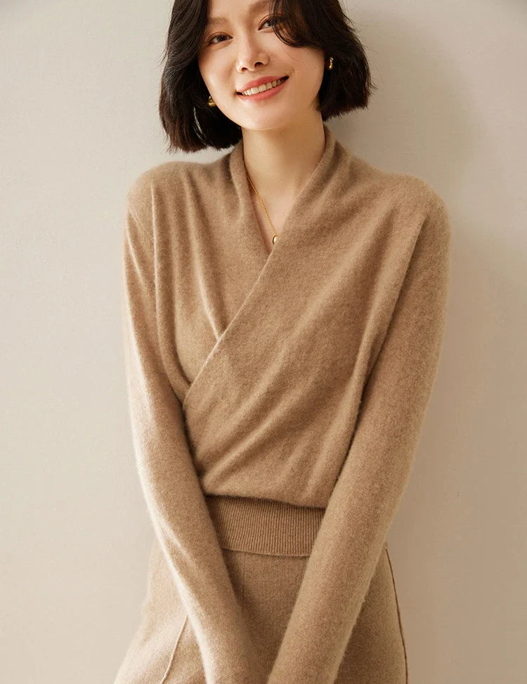 Elvoro | Cashmere Crossover Collar Sweater