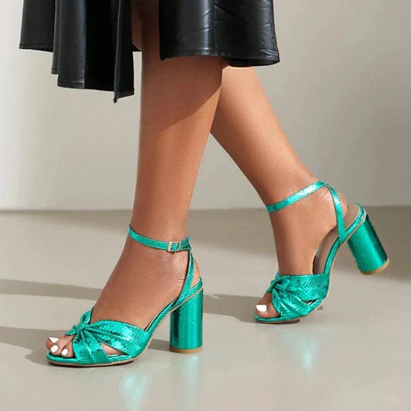 Freya Templeton | Metallic Block Heel Sandals
