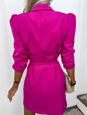 Gianni Deveroux | Women's Double-Breasted Blazer Dress - Puff Sleeve, Tailored Fit