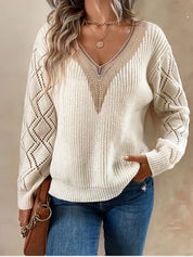 Solviera | Women’s Crochet V-Neck Sweater