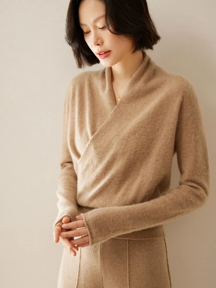 Elvoro | Cashmere Crossover Collar Sweater