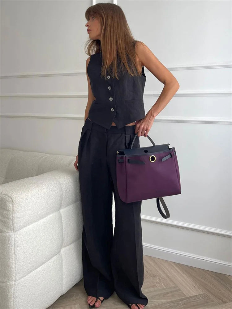 Valera - Women’s Linen Vest & Wide Leg Set