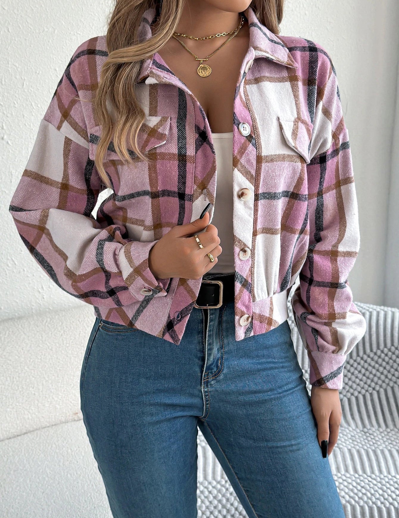 Lunara | Women’s Cropped Plaid Jacket