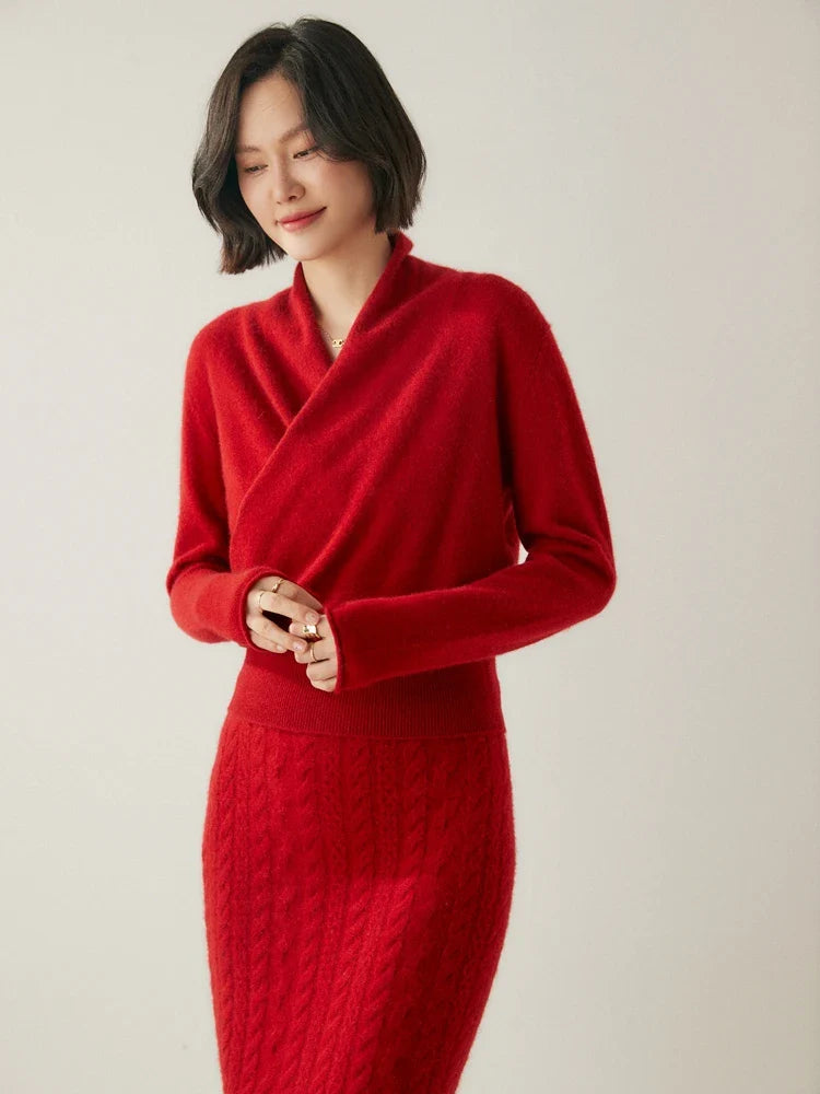 Elvoro | Cashmere Crossover Collar Sweater