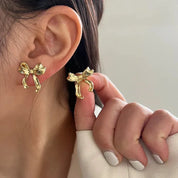 Alice | Gold Stainless Steel Bow Earrings