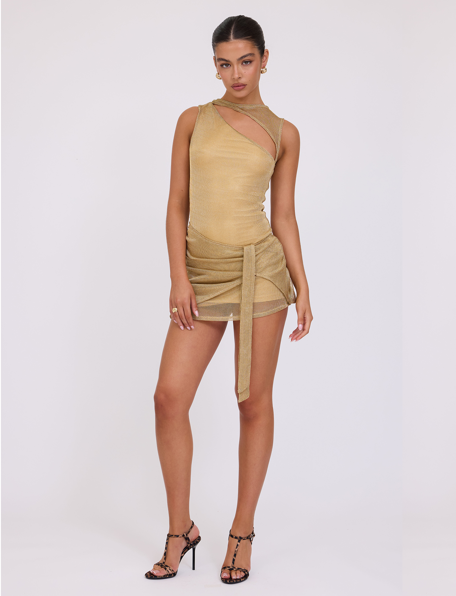 Aurexia | Metallic Cutout Sarong Mini Dress