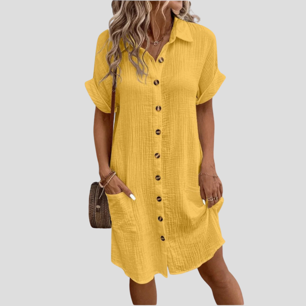 Seravia - Women’s Button Front Shirt Dress