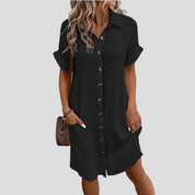 Seravia - Women’s Button Front Shirt Dress