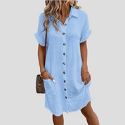 Seravia - Women’s Button Front Shirt Dress