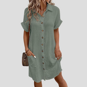 Seravia - Women’s Button Front Shirt Dress