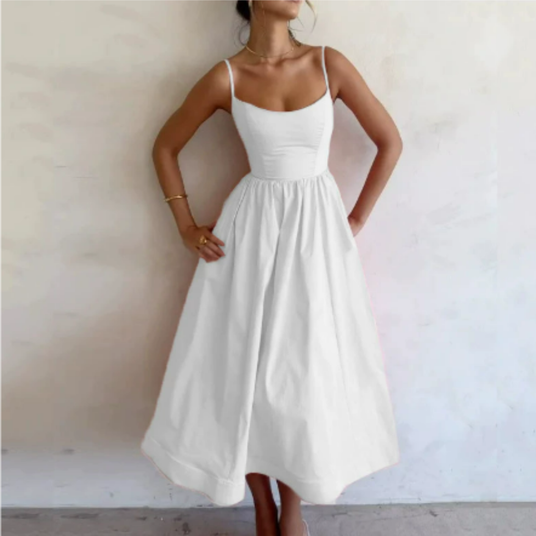 Noelle | Women's Sleeveless A-Line Midi Dress - Summer Casual Flowy Beach