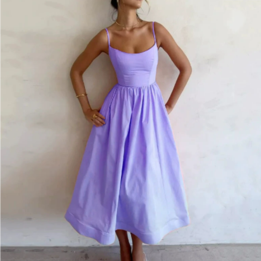 Noelle | Women's Sleeveless A-Line Midi Dress - Summer Casual Flowy Beach