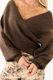 Virelia | Balloon Sleeve Ribbed V-Neck Sweater