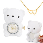 Kouvr | Preserved Rose Bear Gift Box for Her with Hidden Necklace