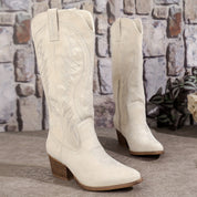 Bella | Women’s Suede Cowboy Boots with Block Heel – Timeless Style