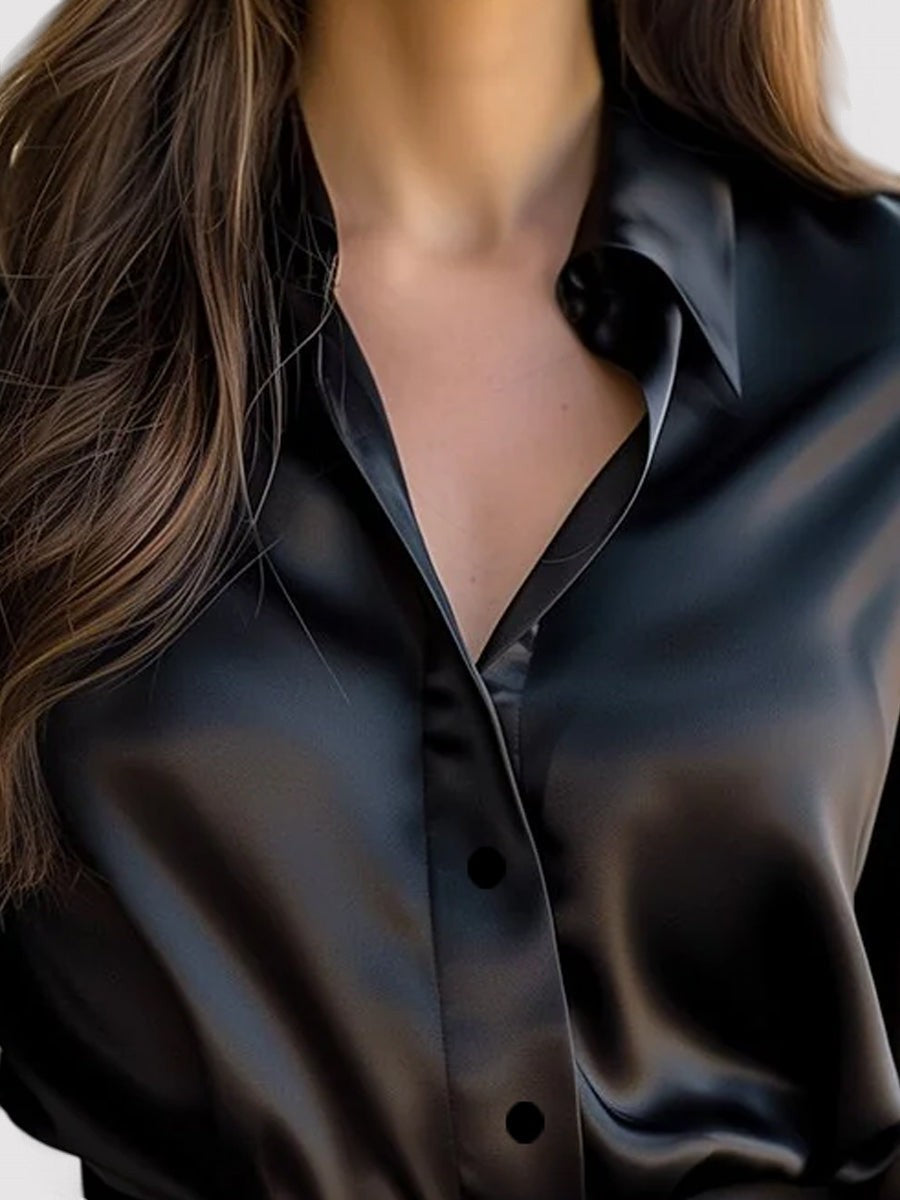 Alina | Women's Elegant Satin Long Sleeve Blouse