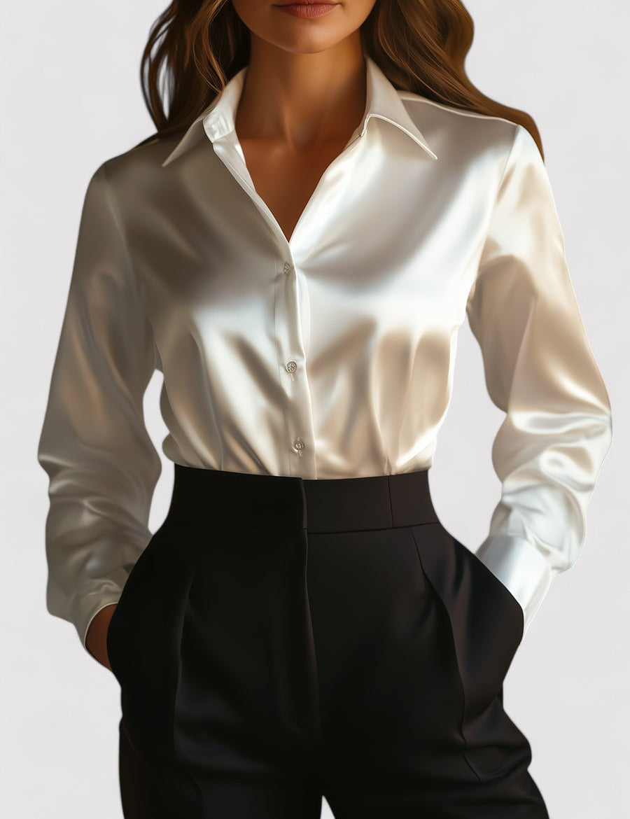 Alina | Women's Elegant Satin Long Sleeve Blouse