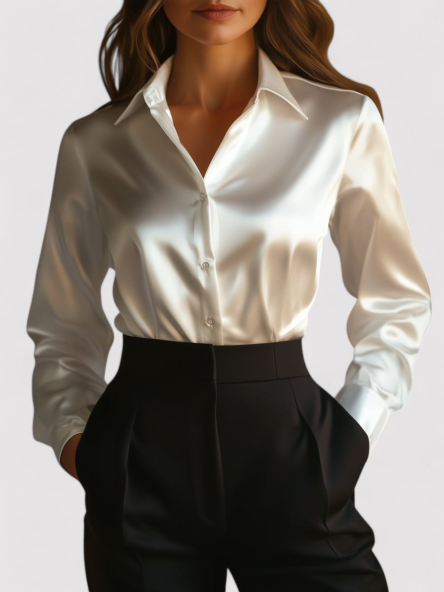 Alina | Women's Elegant Satin Long Sleeve Blouse