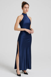 Oriana | Women’s Halter Neck Maxi Dress – Elegant Sleeveless Silhouette with Side Slit and Tie-Back Closure