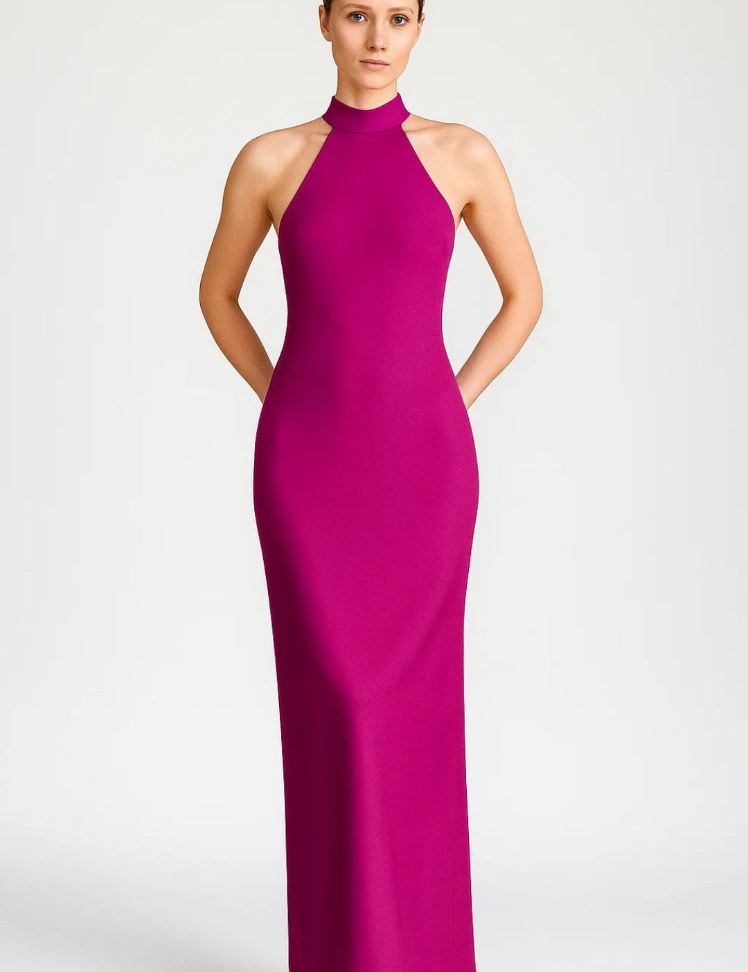 Oriana | Women’s Halter Neck Maxi Dress – Elegant Sleeveless Silhouette with Side Slit and Tie-Back Closure